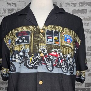 Paradise Found Shirt Mens XL Vintage USA 100% Rayon Motorcycle Biker Beach Bar